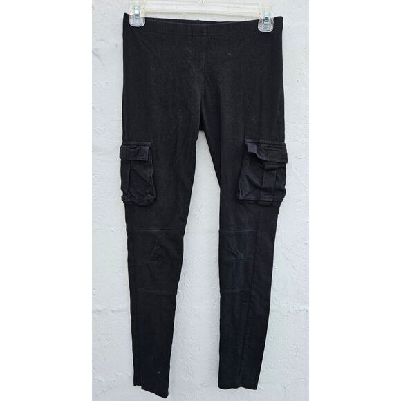 Ambiance Apparel Womens Leggings Small Black Cargo Pockets Pull On Cotton Stretc - Picture 1 of 9